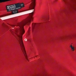 Red polo shirt